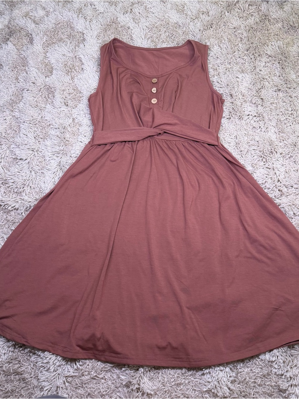 SHEIN Dusty Rose Twist Front Fit Flare Midi Dress XL Sleeveless Button